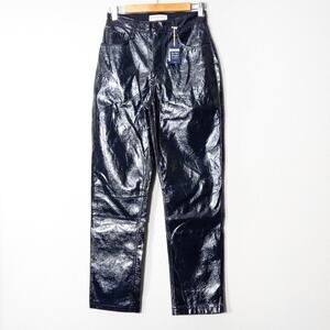 Abercrombie Fitch Faux Leather Pants 27 Black 90s Sleek Curve Love